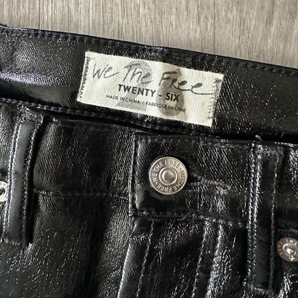 NWT Free People We The Free Phoenix Coated Jeans Black Shiny Patent Size 26 - Picture 8 of 12